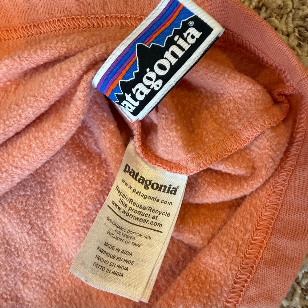 Patagonia Crewneck Sweatshirt Girls M Coral Orange Organic Cotton Pullover - Picture 6 of 11